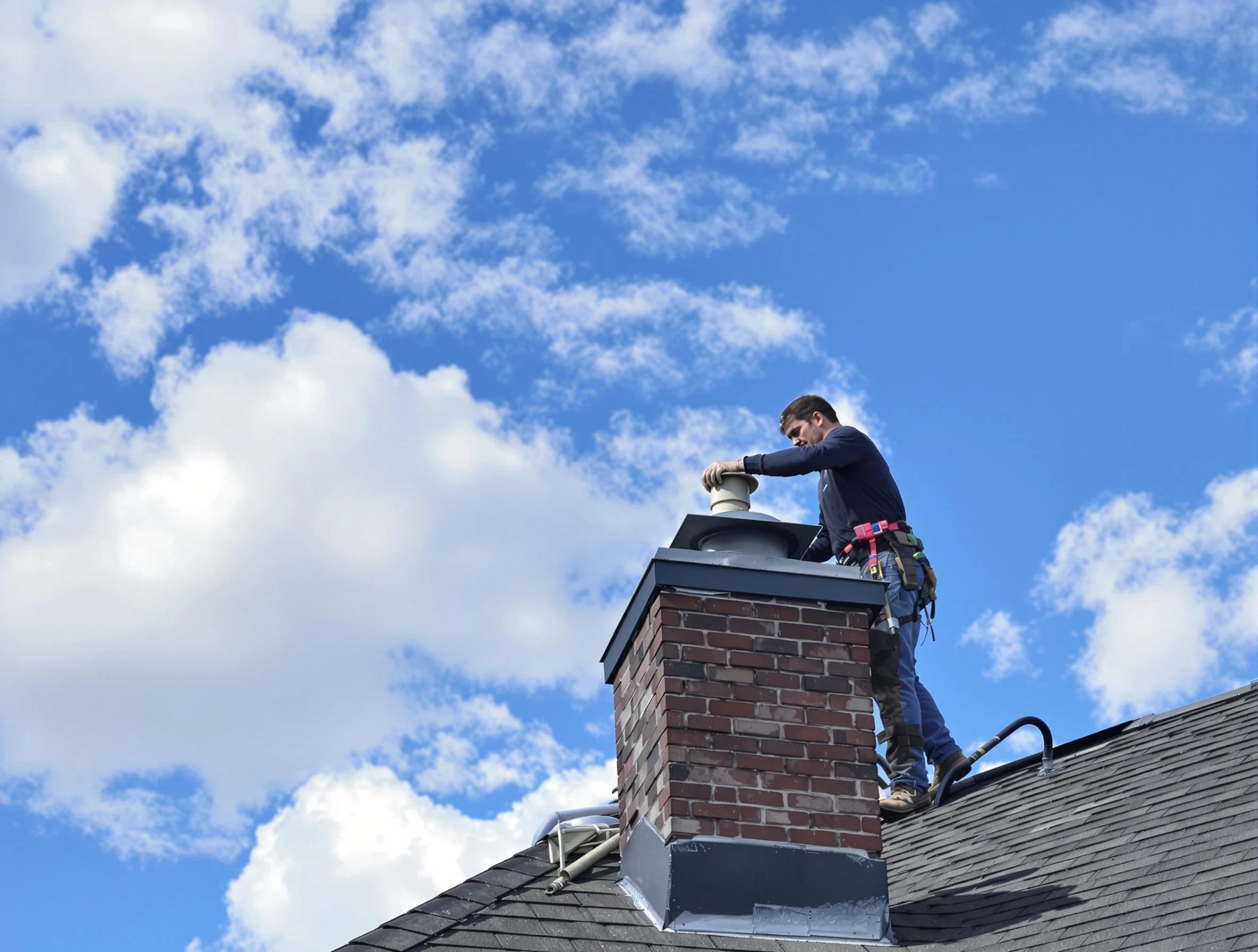 Sandy Chimney Sweep installing a sturdy chimney cap in Sandy, UT