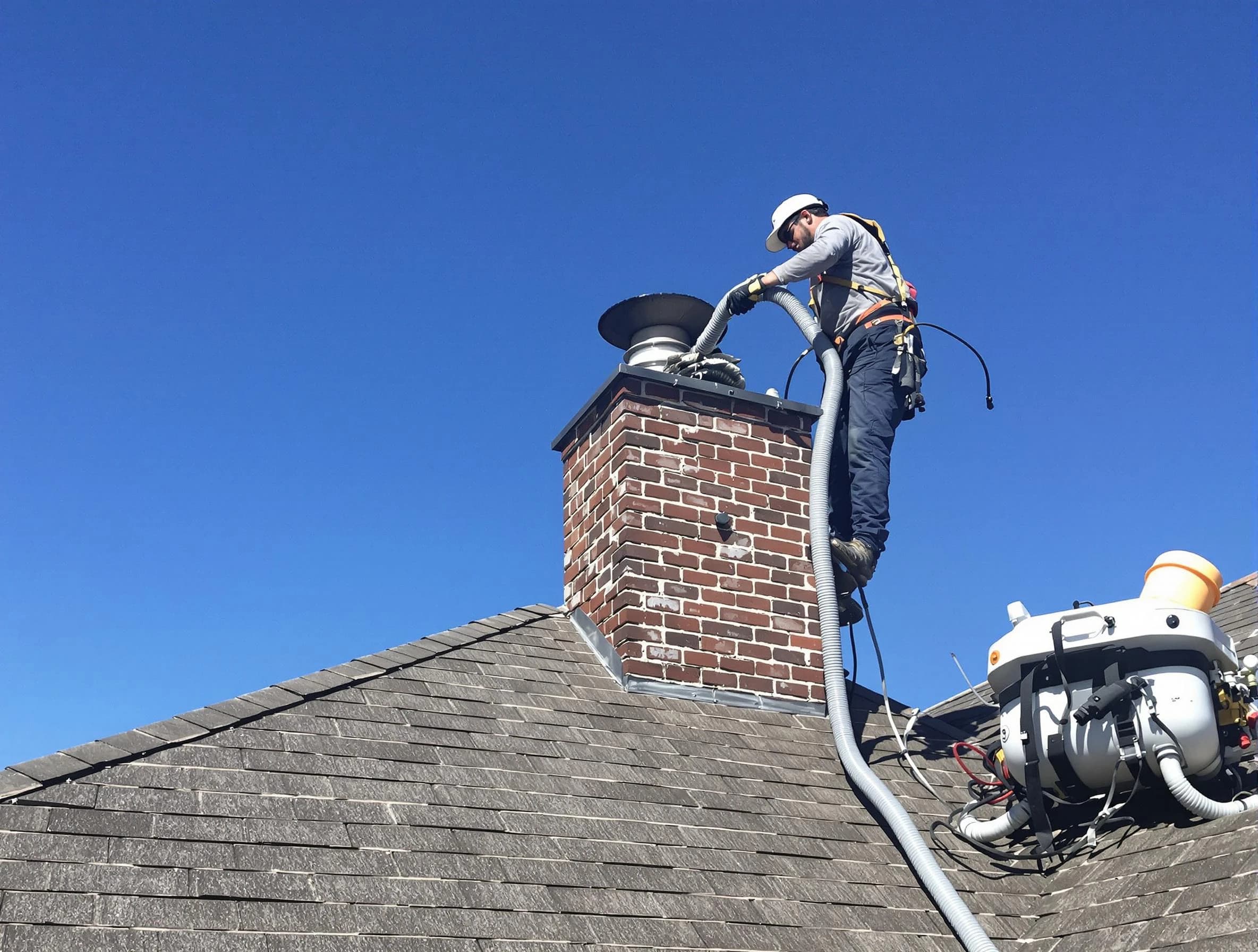 Dedicated Sandy Chimney Sweep team member cleaning a chimney in Sandy, UT