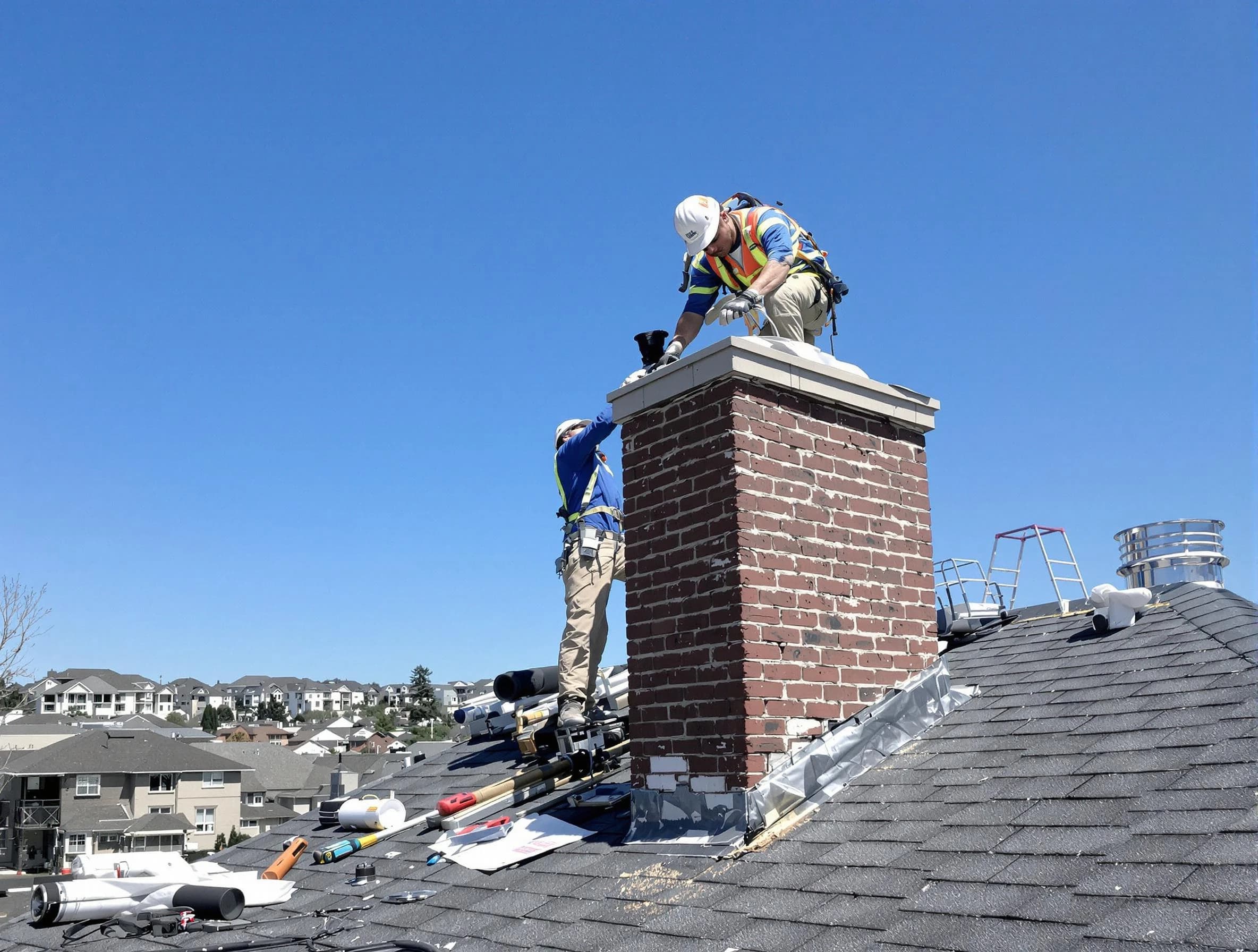 Sandy Chimney Sweep repairing a chimney crown in Sandy, UT