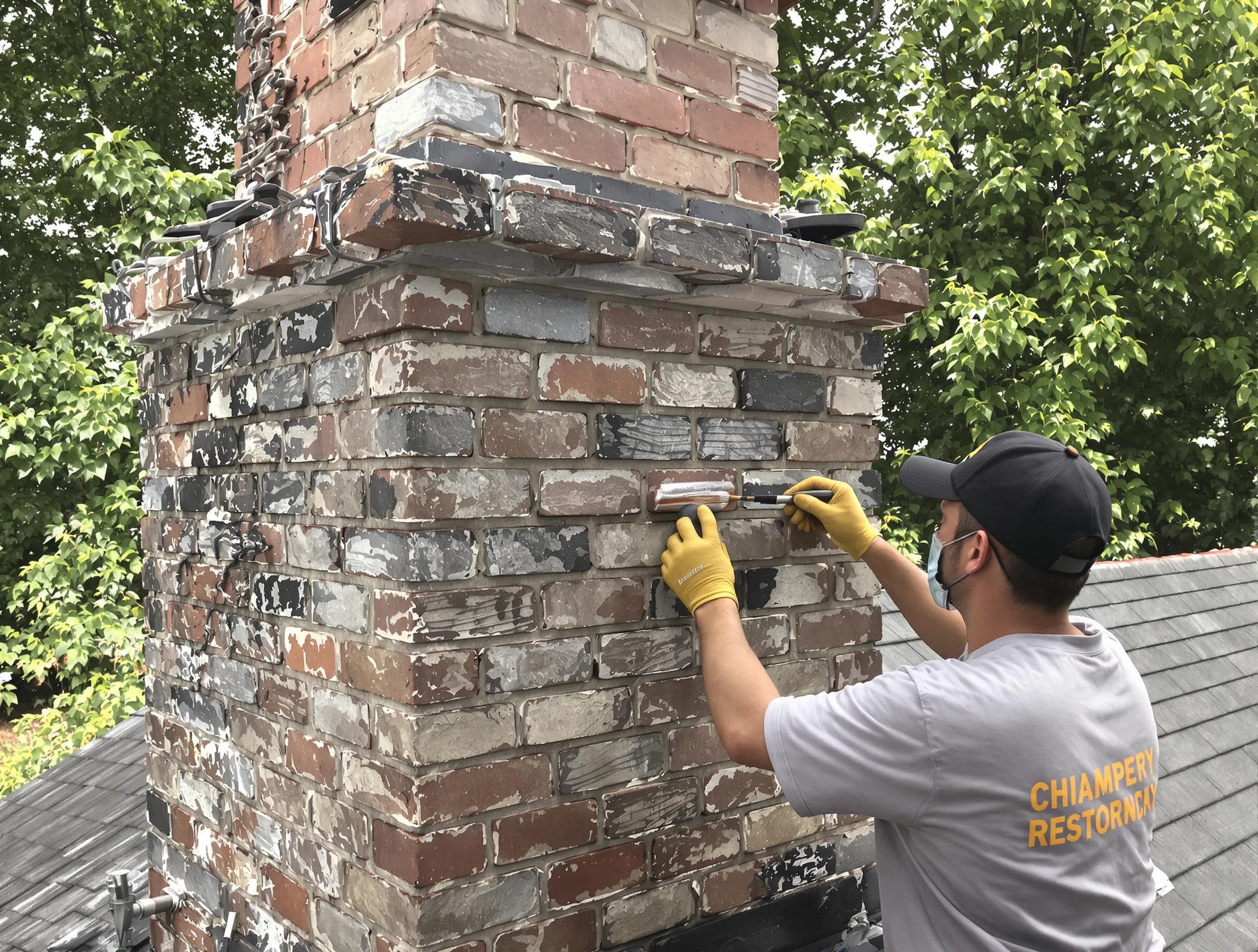 In-progress chimney restoration by Sandy Chimney Sweep in Sandy, UT