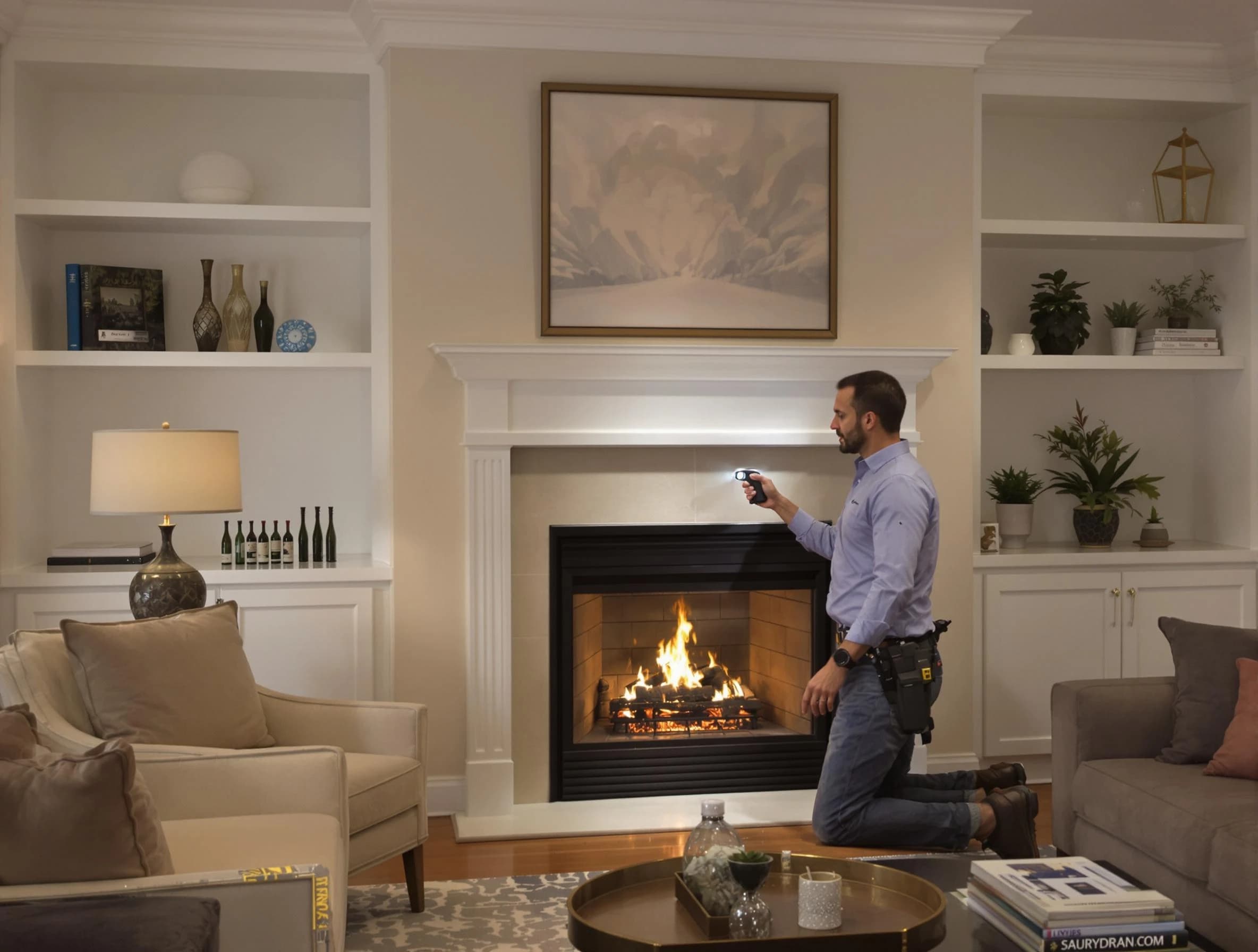 Sandy Chimney Sweep conducting a fireplace safety inspection in Sandy, UT