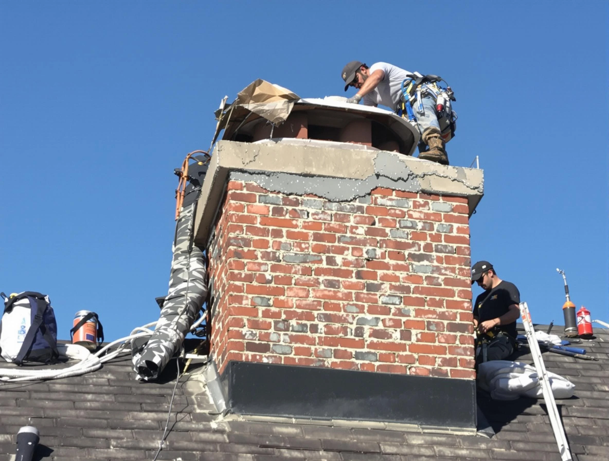 Sandy Chimney Sweep installing a custom chimney crown in Sandy, UT